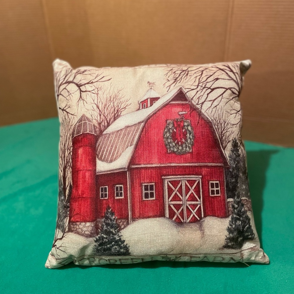 Red Barn Throw Pillow